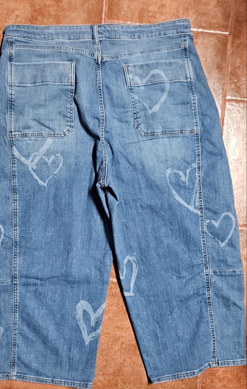 Anthropologie Pilcro Kenna Heart Print Barrel Jeans Plus 18W - Picture 6 of 8